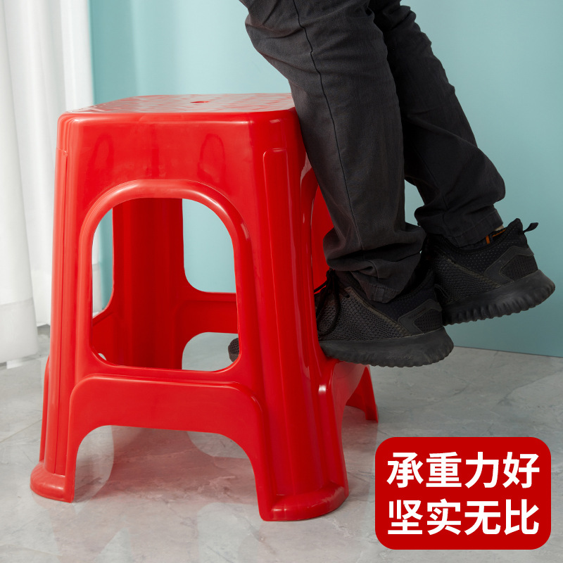 Custom Wholesale Plastic Stool Household Thickened Chair Cooked Rubber Stool Fashionable Simple Square Stool Living Room Plastic High Stool