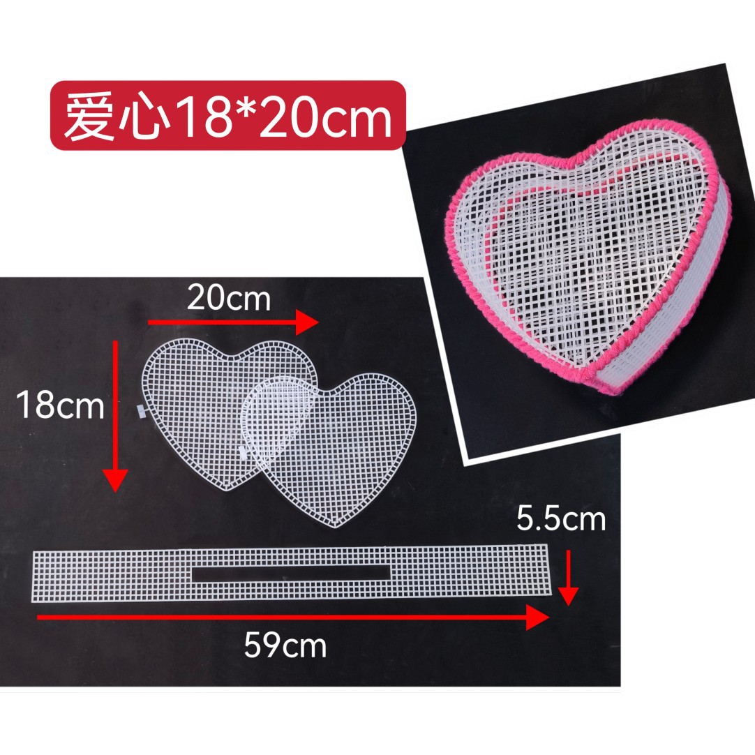 Hand-Woven DIY Checkerboard Plaid Bag Mesh Plastic Mesh Bag Hand-Sewn Icelandic Thread Homemade Handbag