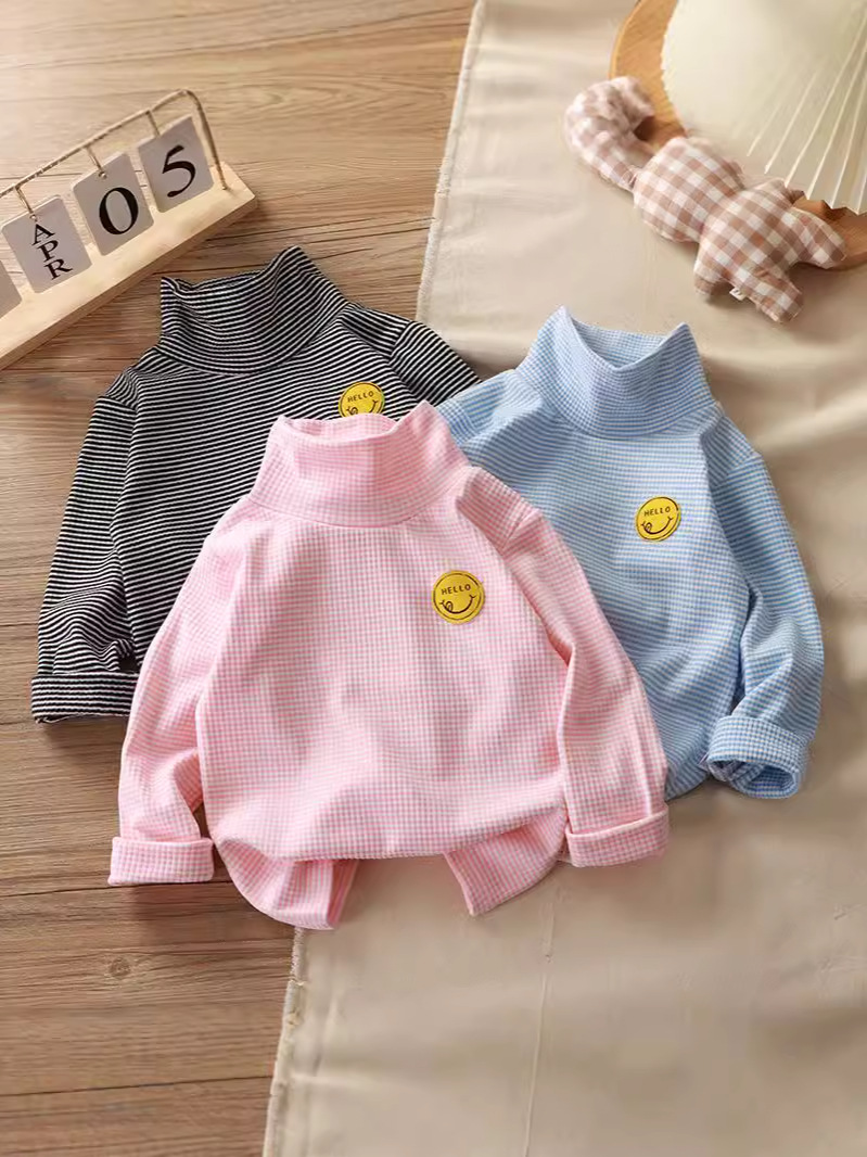 Children's Clothing German Velvet Boys' Thermal Intimates Long-Sleeved Thickeneded Bottoming Shirt Single Piece Half Turtleneck Girls Autumn and Winter Mid-Collar High Collar