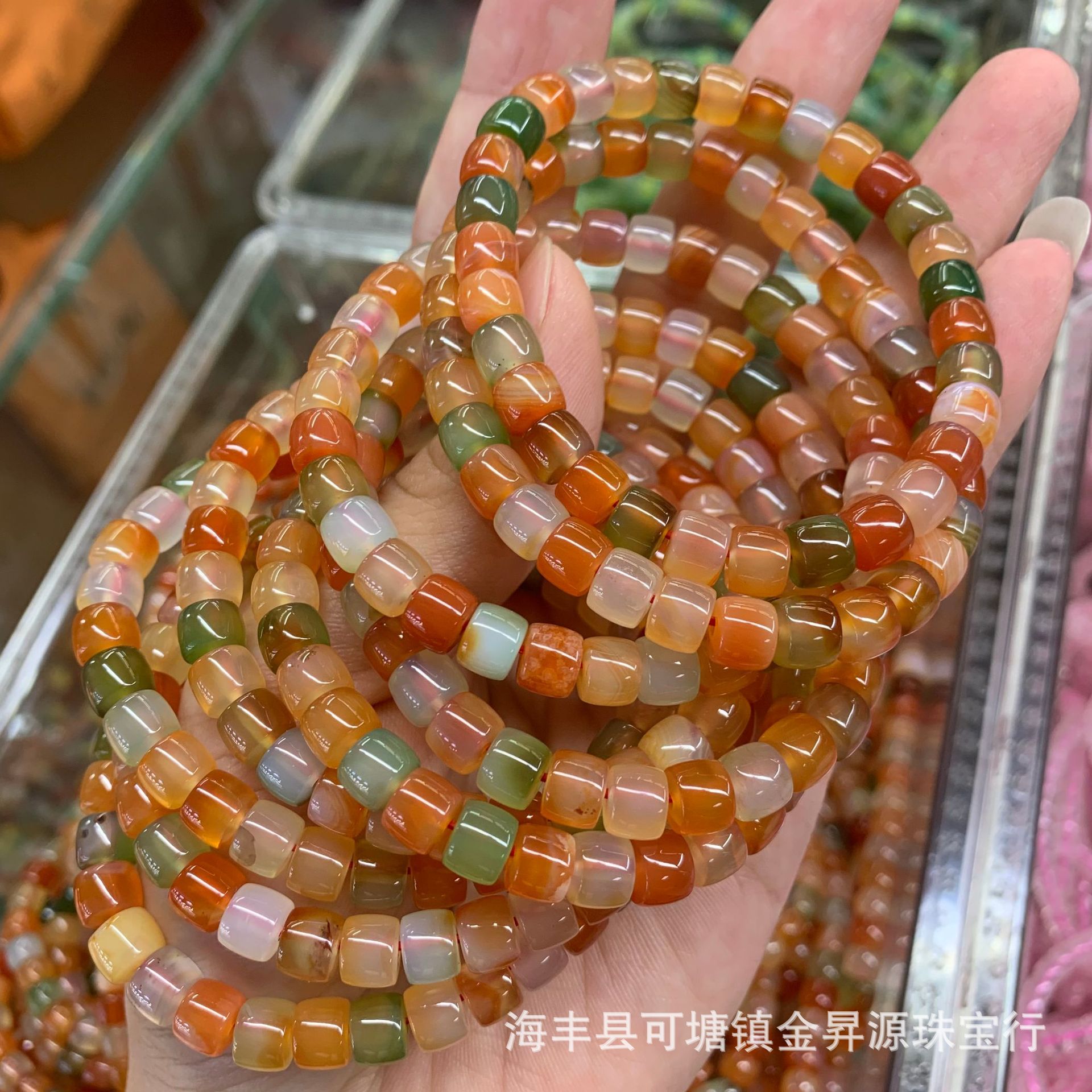 Natural straight cut color agate bracelet salt source tablet bead bracelet factory wholesale supply live welfare net red sugar