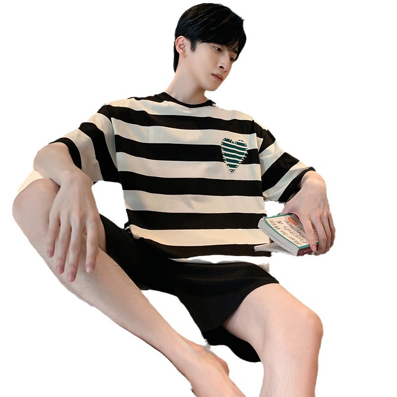 2024 Pajamas Men's Summer Milk Silk Short-sleeved Cartoon Casual Youth Students Thin Home Clothes suit