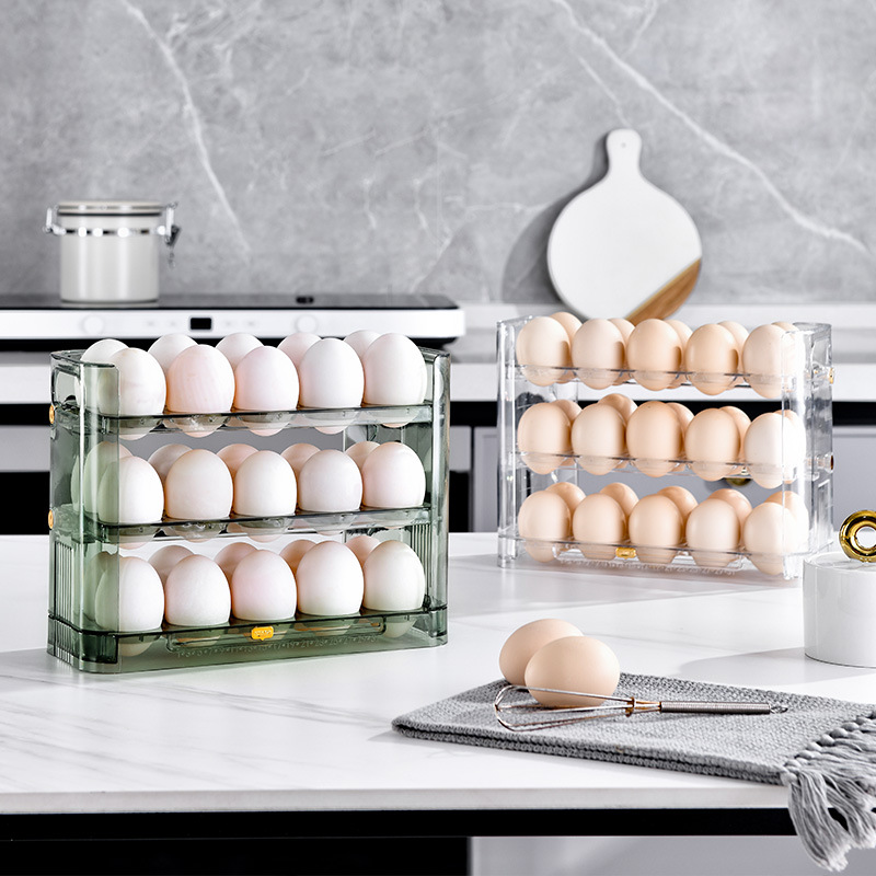 Egg storage box kitchen fresh-keeping egg box storage artifact refrigerator side door egg holder flip egg rack