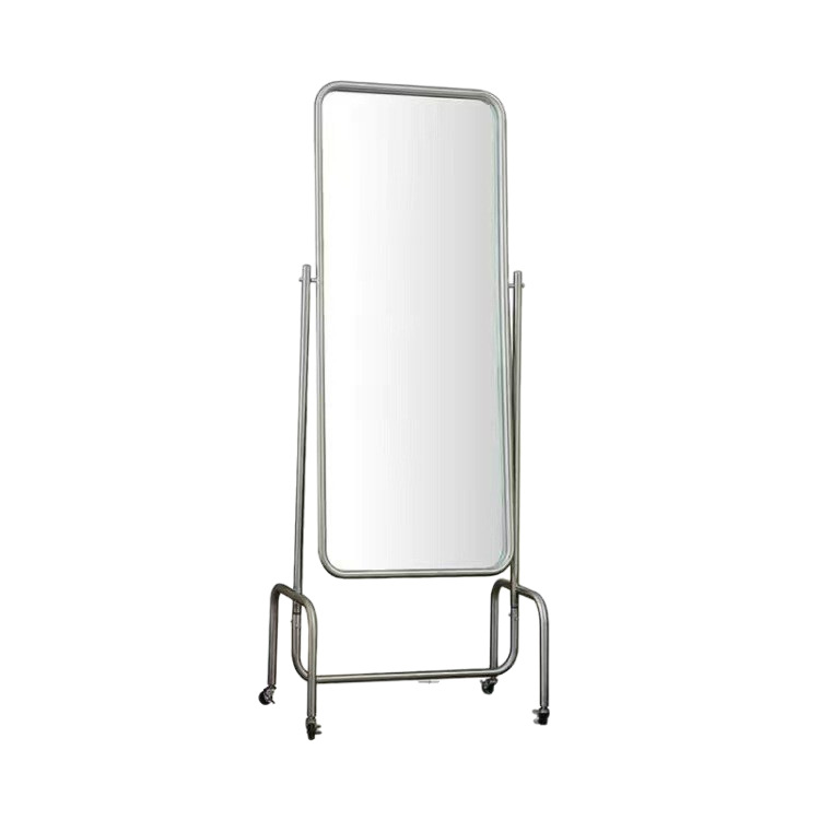 Stainless Steel Full-length Mirror Clothing Store Mirror Fitting Mirror Movable Mirror Full-body Dressed Mirror Floor Mirror Household Style