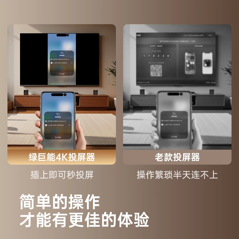 Green Giant 4K Wireless Screen Projector 2025 New Mobile Phone and Computer Connected to Tv with the Same Screen Artifact HDMI Transmission Projection