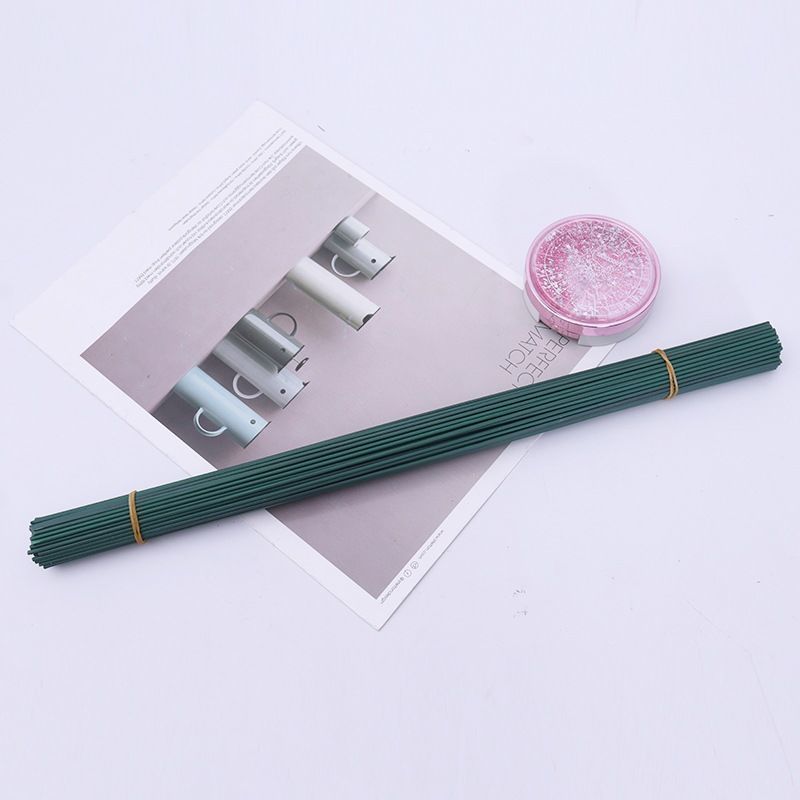No. 2 Flower Stem Wire Mesh Flower Material DIY Flower Diameter Green Iron Wire Glue Flower Stem Flower Stem Rose Stem Green Wire Branch Drying Material
