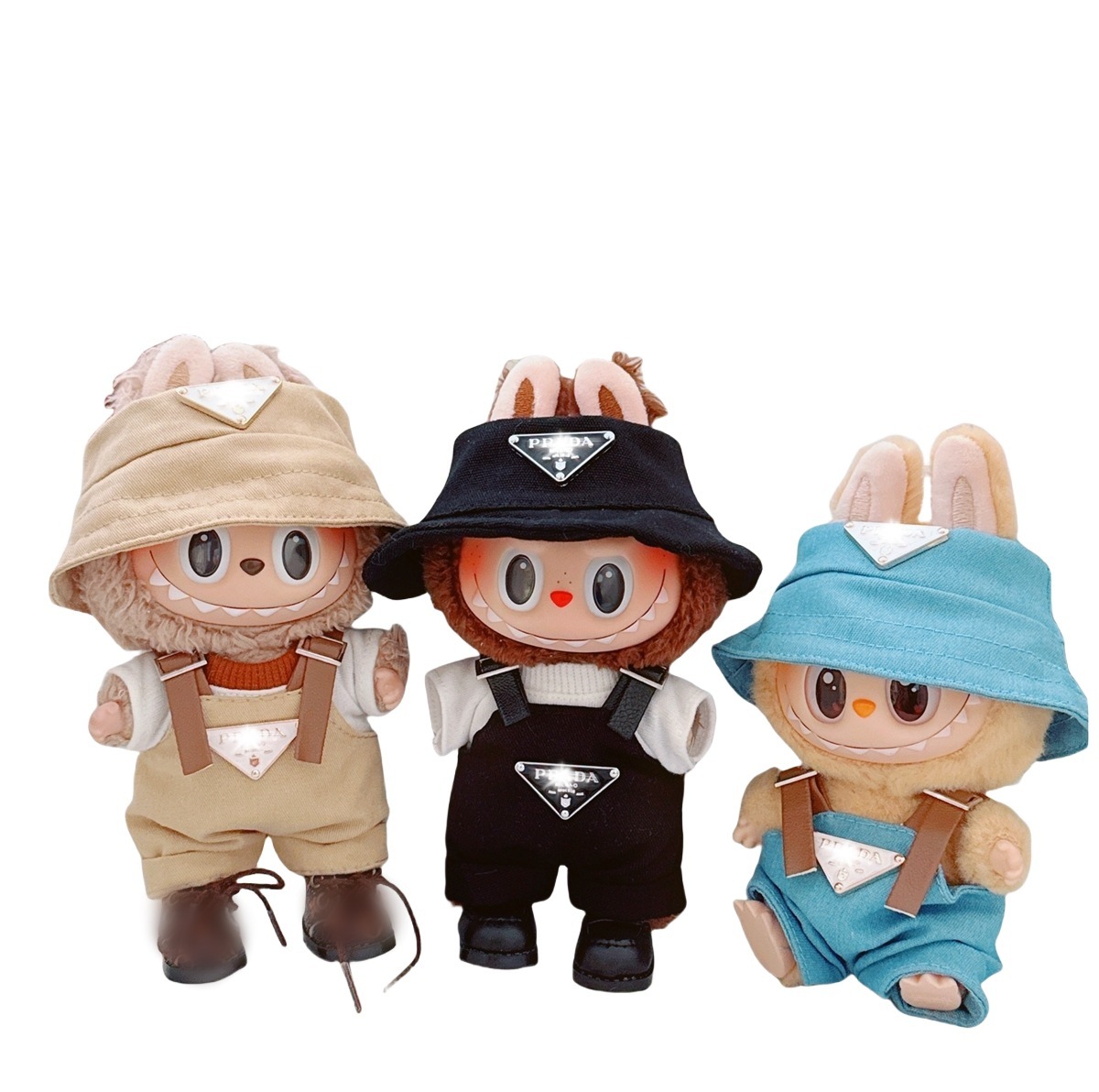 17cm Labubu Baby Clothes 10cm Cotton Doll Lulu Pig Baby Three-Year-Old Triangle Overalls Fisherman Hat