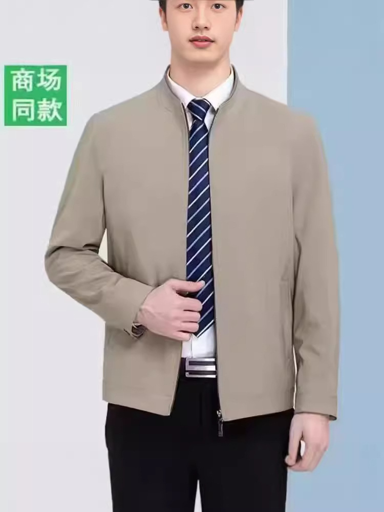 Middle-aged men's casual coat men's clothing middle-aged and old spring and autumn lapel jacket medium-sized business casual dad's clothing