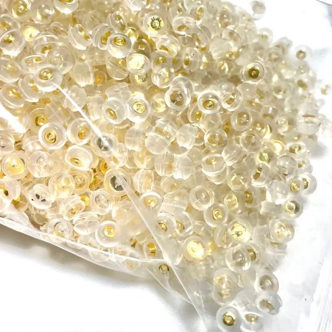 18K Gold Silicone Ear Plugs Au750 Color Gold Anti-Slip Fixed Round Ear Plugs Rose Gold White Gold Gold Wholesale