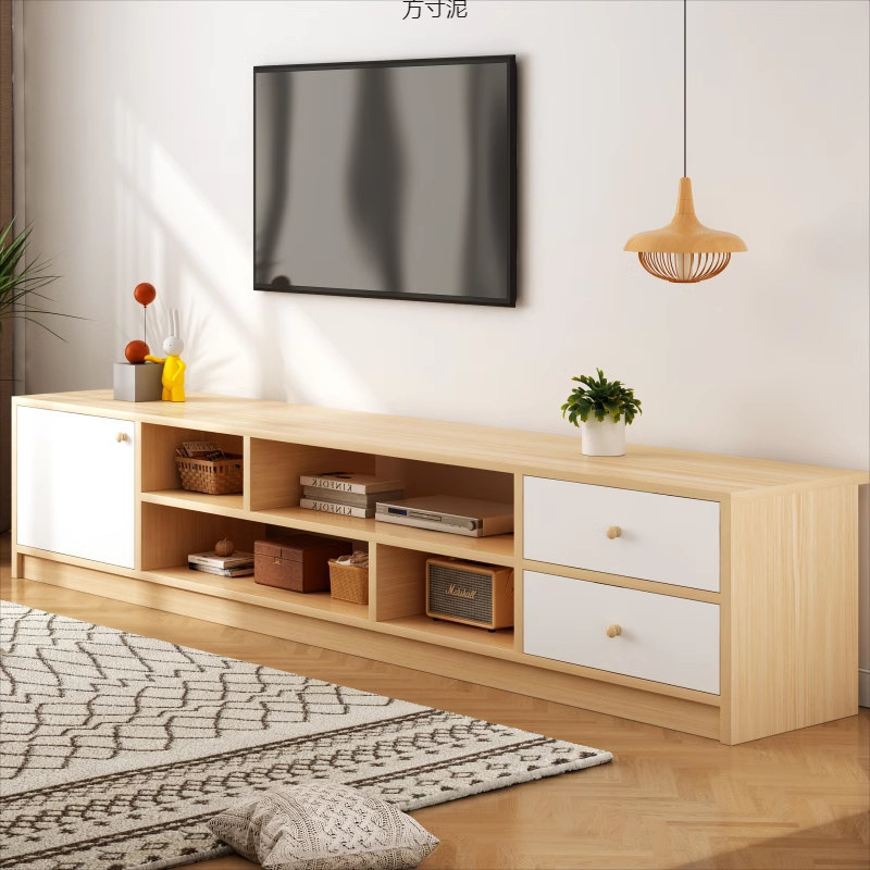 Tv Cabinet Living Room Small Apartment Floor-Standing Simple Modern 2025 New Storage Cabinet Bedroom Wood Color Tv Cabinet