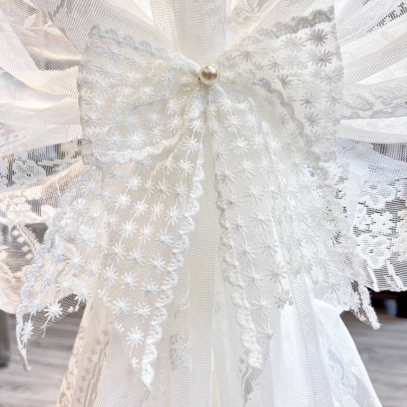 [Magic Tape Style] French Pearl Sheer Curtain, No-Punch Lace Curtain, Sheer Curtain, Door Curtain, Partition Curtain