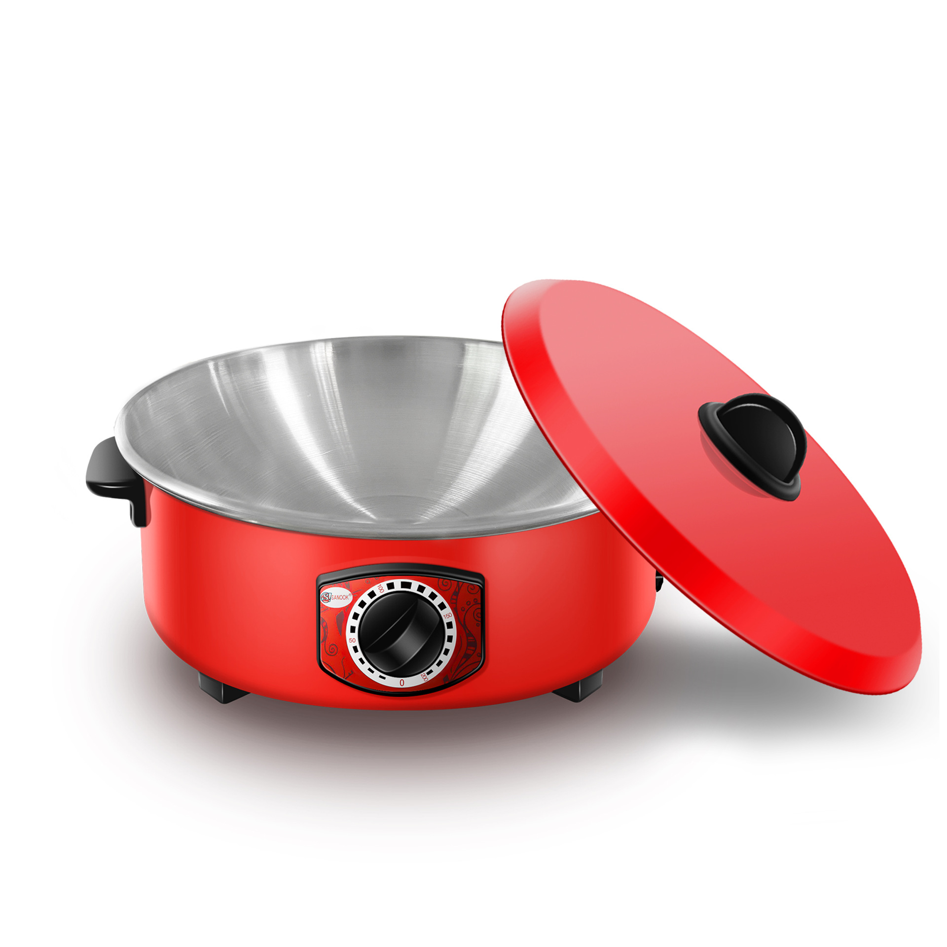 Thai Red Pot 10- 12-14inch Electric Cooking Pot Household Electric Wok Southeast Asia Myanmar Singapore Red Electric Hot Pot