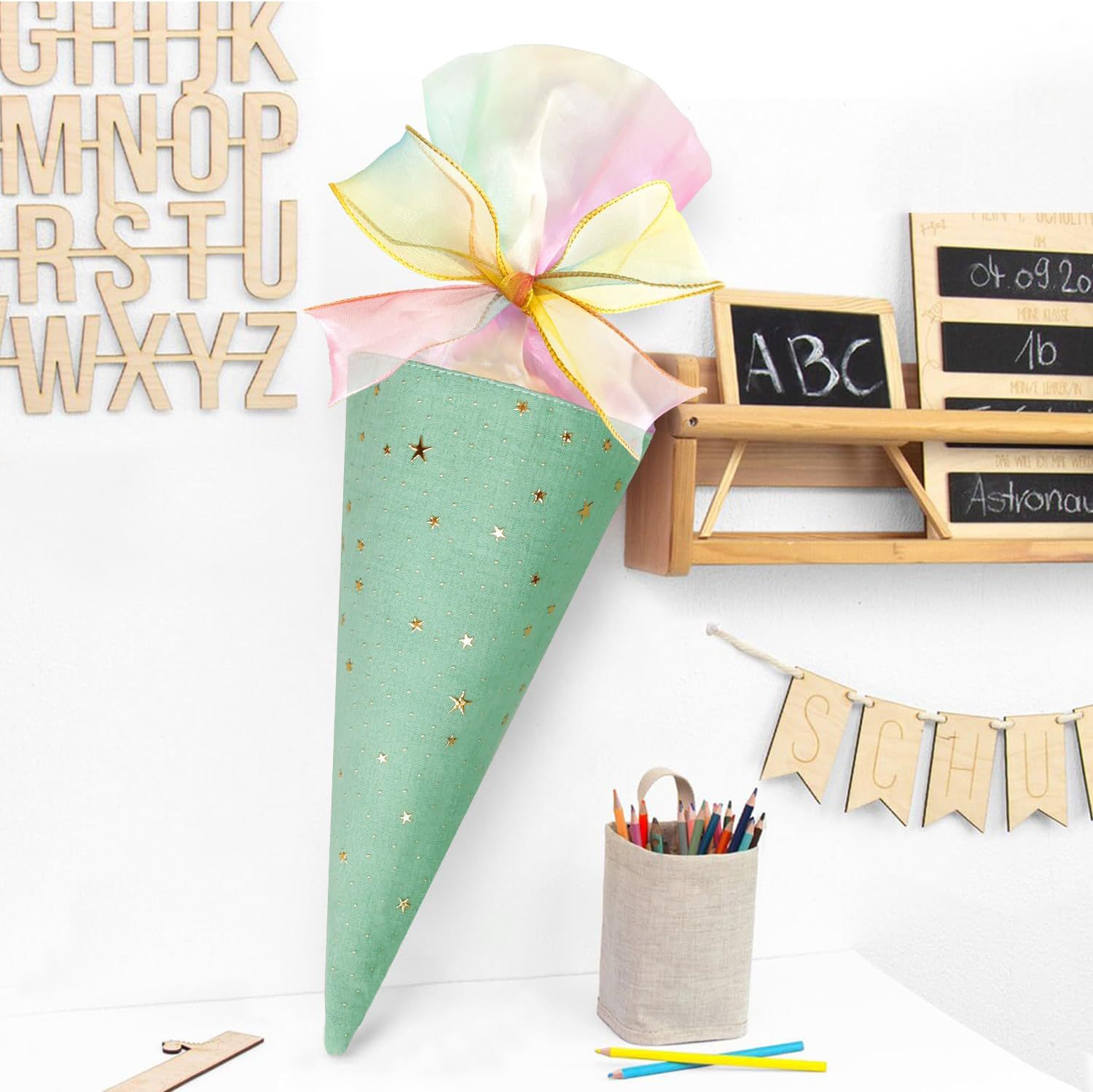 German Boys Girls Gift Bags School School Cone Filled Small Sugar Bag Student Cone 2-Piece Set Wholesale