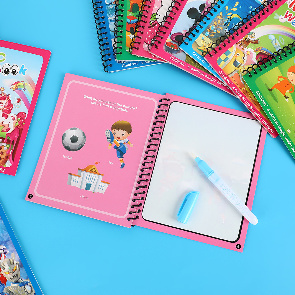Magical Water Painting Book for Children, Clear Water Graffiti Painting Book, Educational Kindergarten Coloring Reusable Water Painting Book