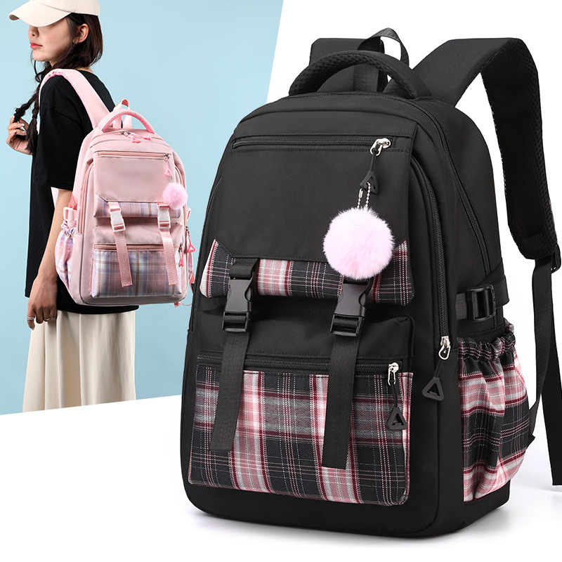 2024 new schoolbag women's Korean-style Mori style fresh solid color simple multi-layer computer backpack for junior high school students