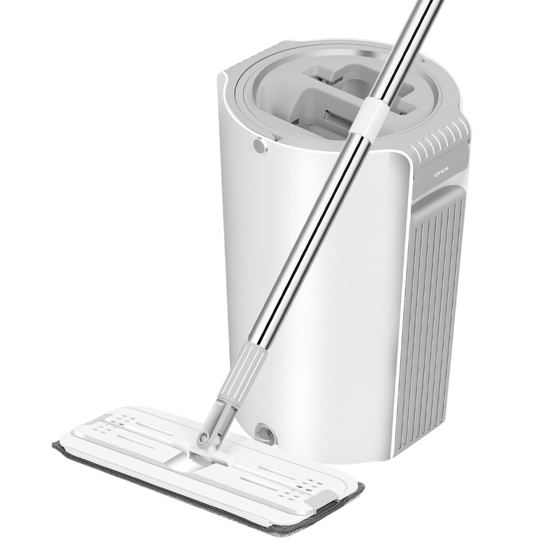 Round Scraping Mop Dry and Wet Dual-Use Hand-Washable Large Rotating Lazy Man with Bucket for Clean Flat Mop Home