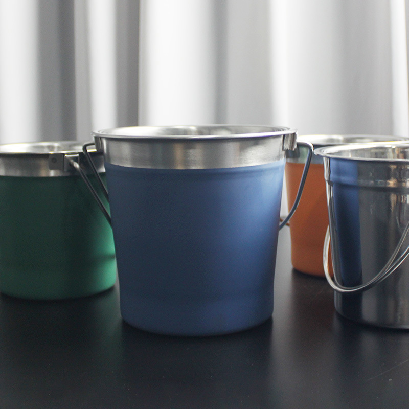 Stainless Steel Ice Bucket Cross-border New Multifunctional Binaural Portable Ice Bucket Bar Outdoor Camping Beer Bucket