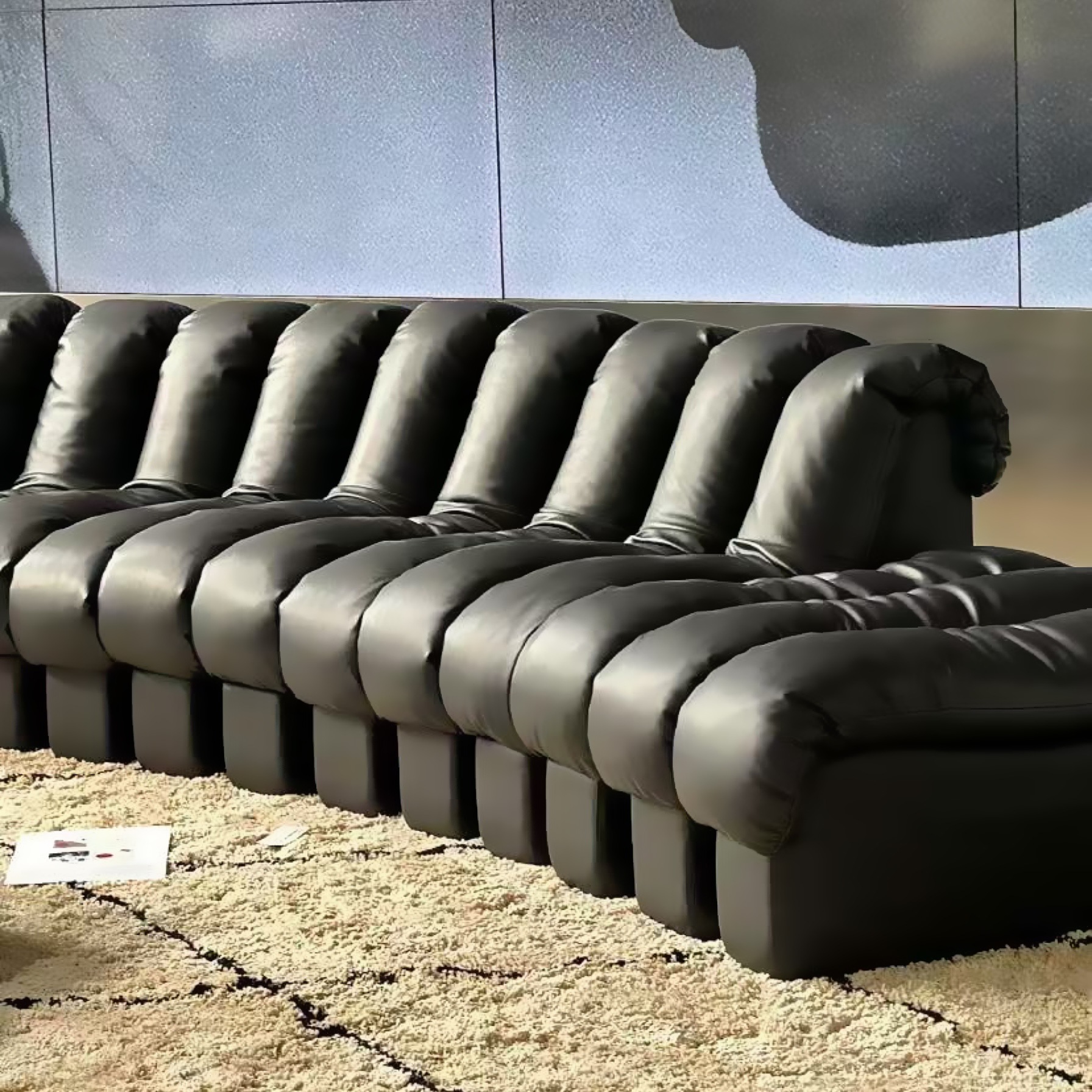 Snake-shaped Sofa Italian Minimalist Curved Leather Villa Living Room S-shaped Leather Free Module Combination D Semi-round Sofa