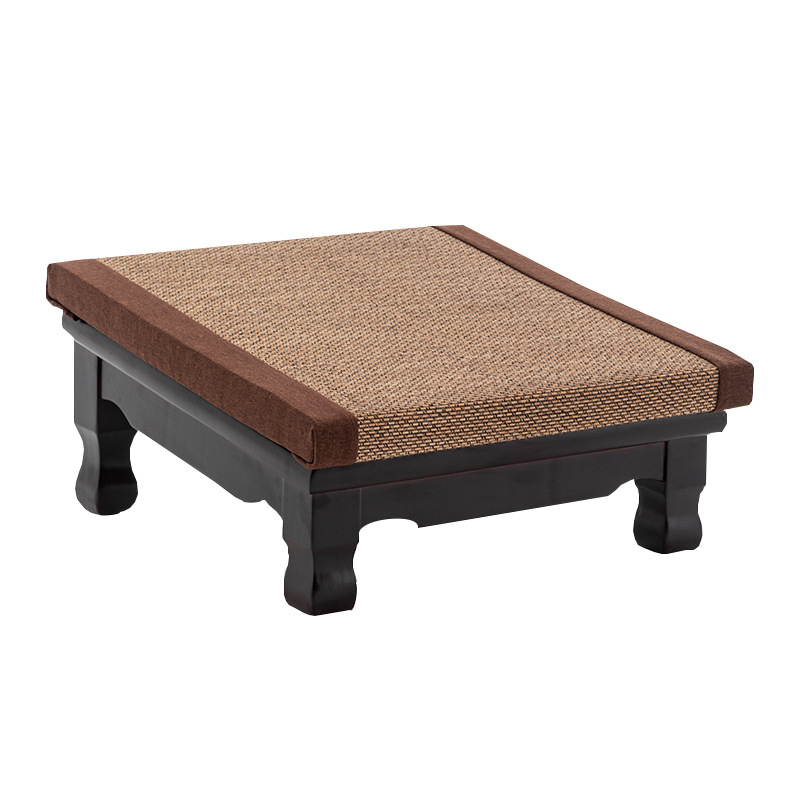 Solid Wood Home Buddha Ritual Kneeling Stool Four-legged Bamboo Silk Grass Chair Temple Buddha Worship Kneeling Pad Home Futon Kneeling Pad