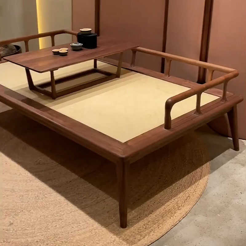 Zen black walnut wood all solid wood 2.1m Luo Han chair kang several combination new Chinese style white wax wood Luo Han bed