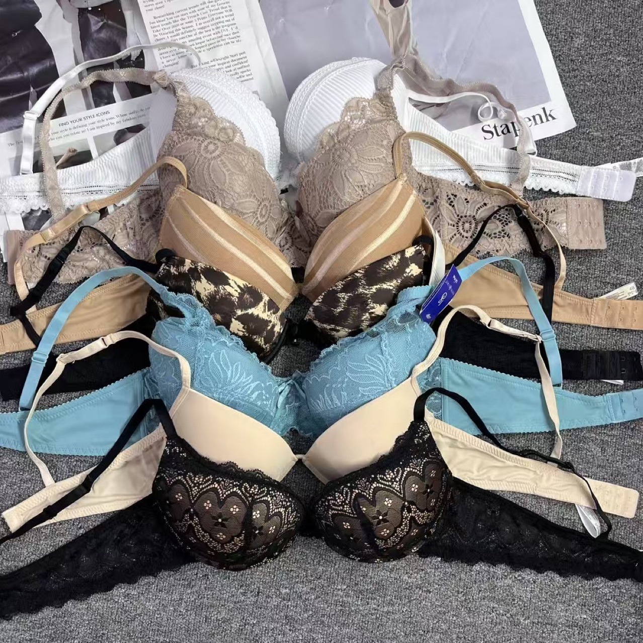 32-38Abc Overseas E-Commerce Store Steel Ring Thin Cotton Lace Edge Glossy Export Intimates Mix Bra Intimates