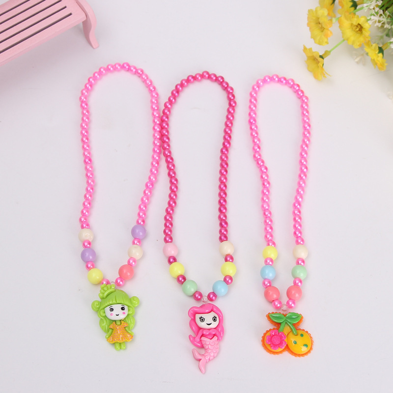 Children's bead necklace little girl chic sweet cute necklace cartoon toy girl small gift