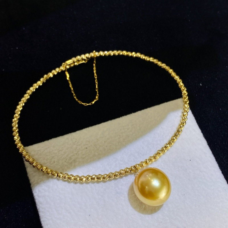 Браслет из жемчуга G18K Gold с мелким блестящим шариком, морской жемчуг 10-11мм, южно-морской жемчуг