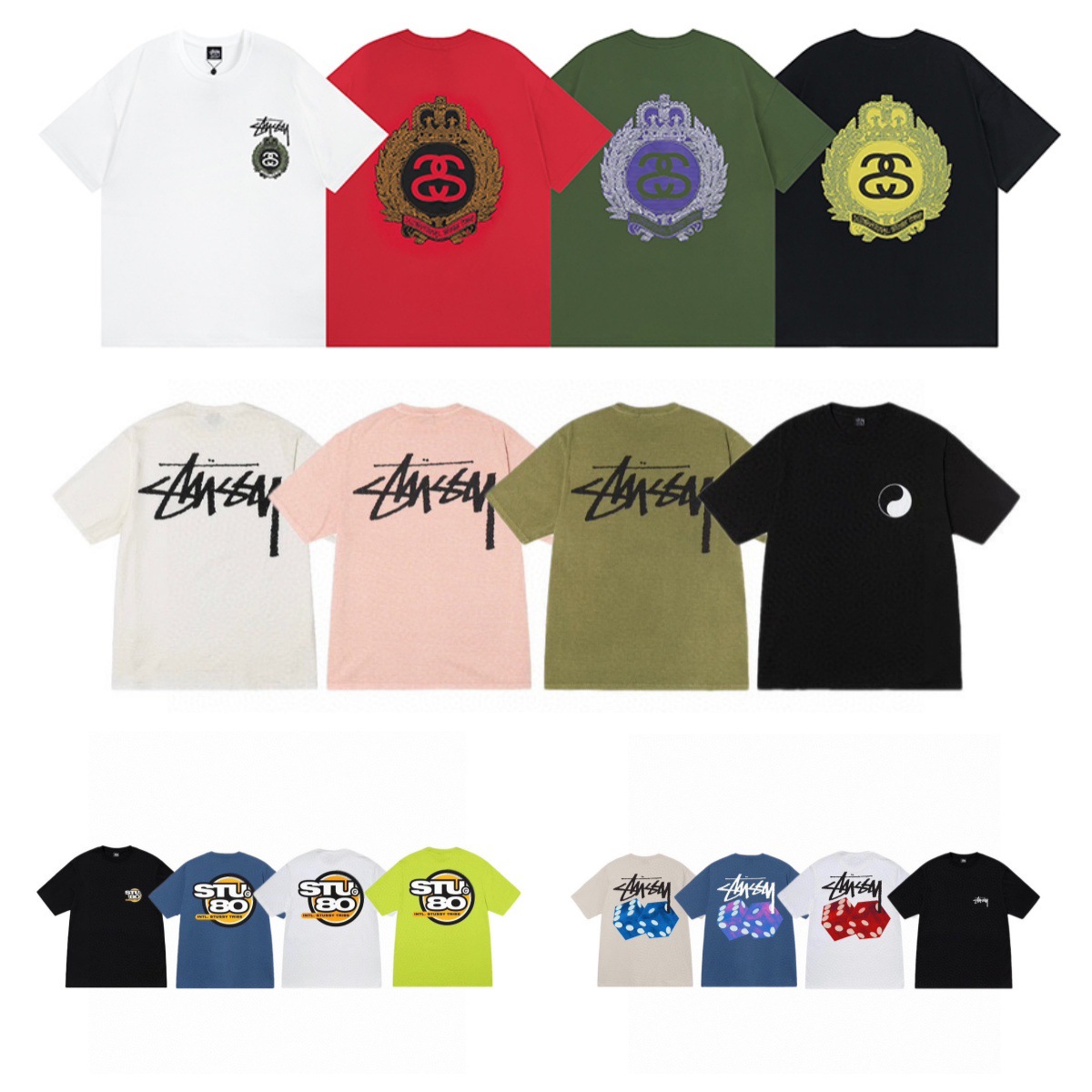 24 New Classic Short-Sleeved Stu Skull Pattern Spider Tai Chi Cruiser Tus T-Shirt Top Trendy