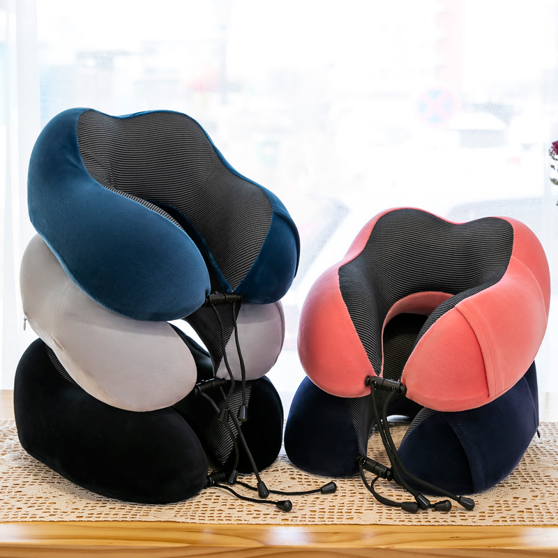 Cross-border U-shaped neck pillow can be fixed Logo simple memory foam U-shaped pillow wholesale travel neck pillow portable U-shaped pillow