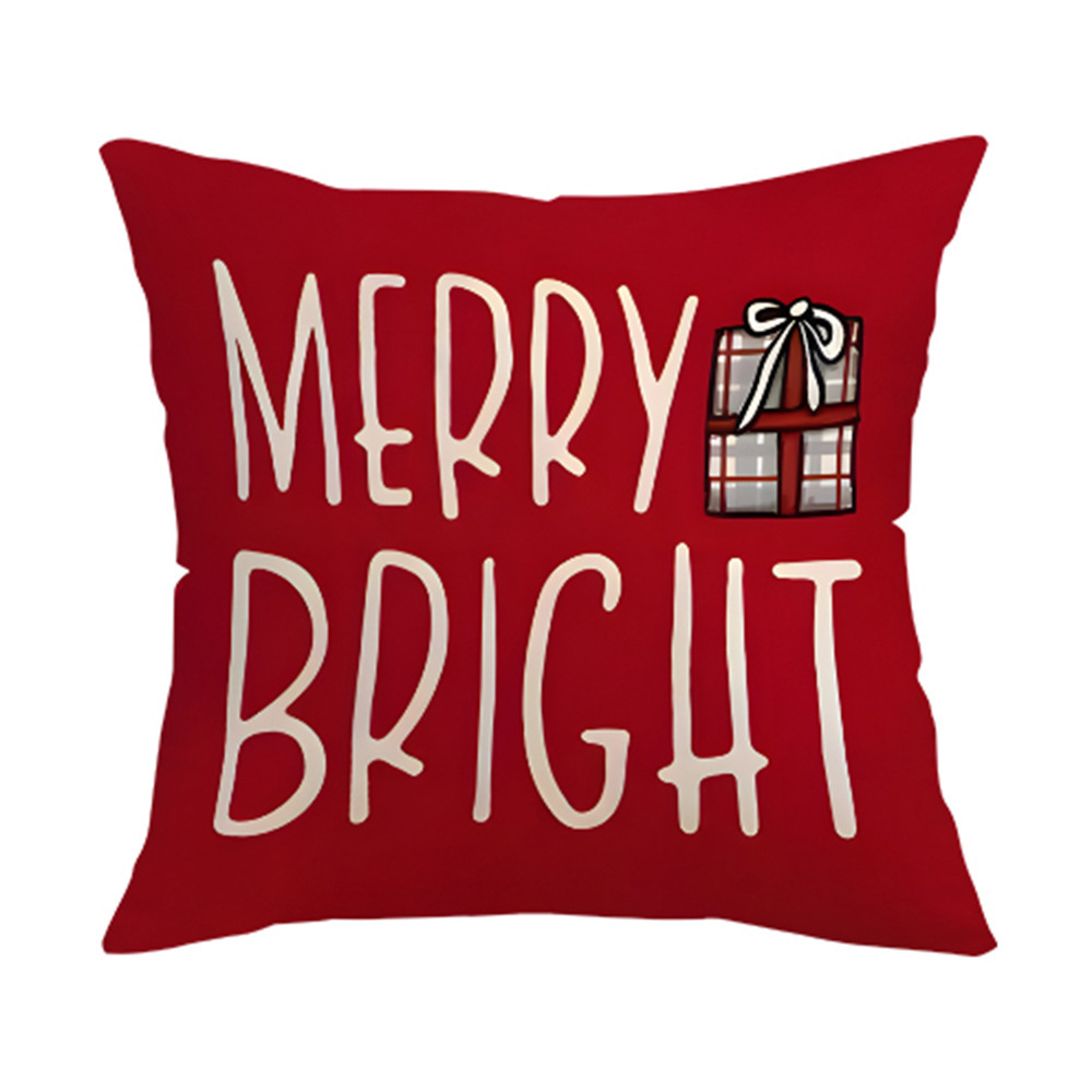 Cross-border Hot Selling Christmas Pillow Case Linen Print Custom Porch Courtyard Sofa Home Decorative Cushion Cover