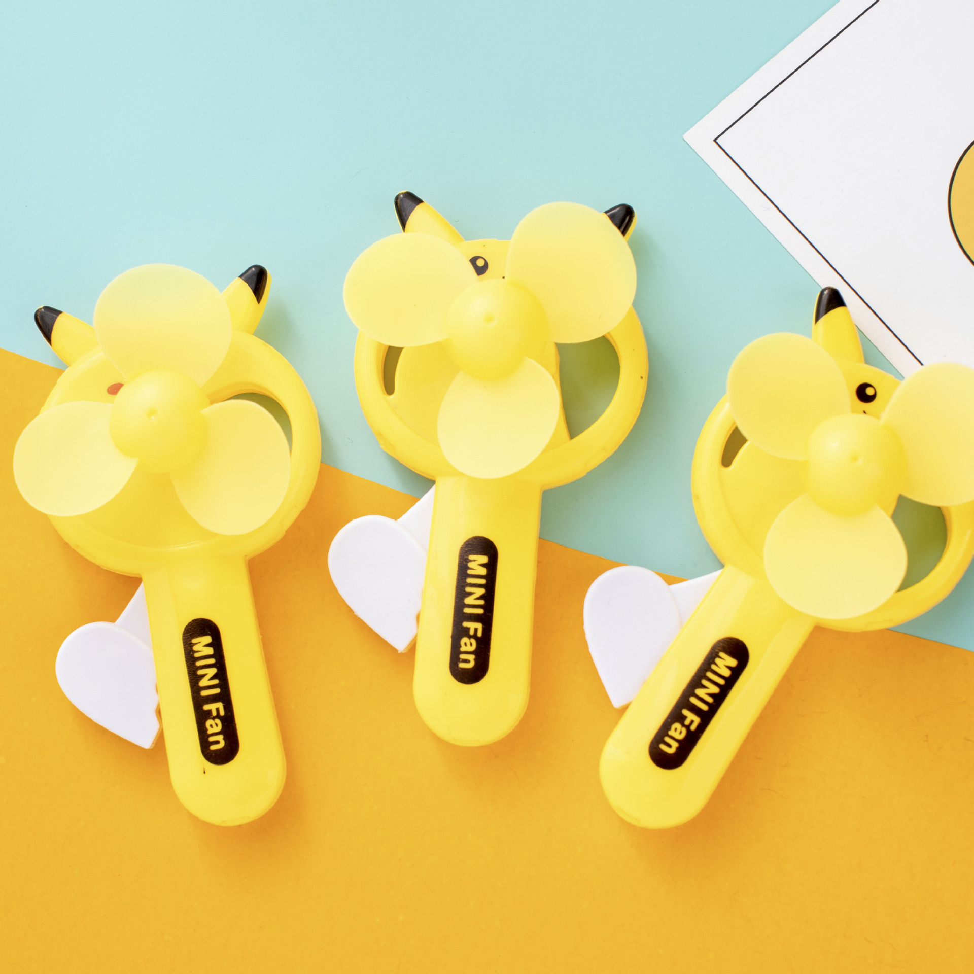 Summer Hand-Cranked Mini Fan for Children Cute Cartoon Handheld Small Portable Hand-Pressed Fan Hand-Pressed Fan