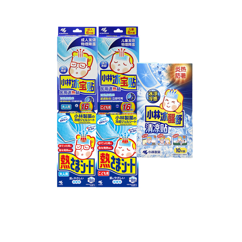 Kobayashi Kidsren's Adult Cooling and Antipyretic Ice Patch Ice Patch Fever Antipyretic Patch 6P/16P Cooling Patch 10P
