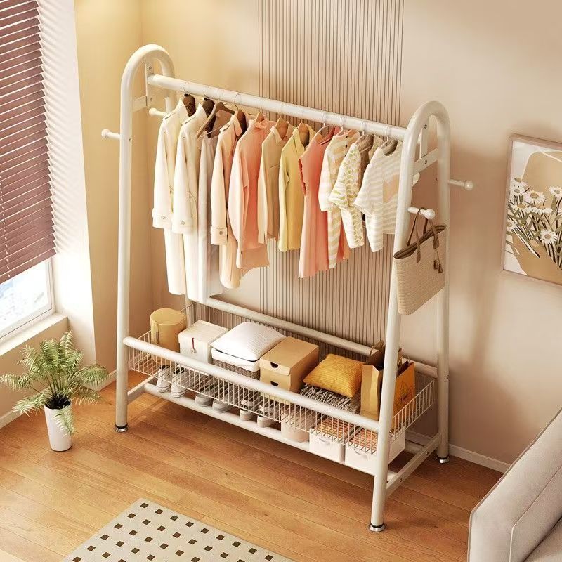 Clothes Drying Rack Floor-Standing Foldableing Household Clothes Drying Rack Balcony Bedroom Clothes Rack Simple Indoor Single-Pole Coat Rack