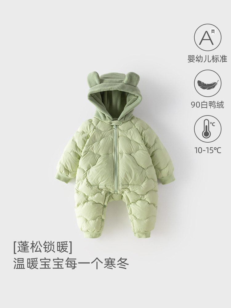 Комбинезон для младенцев, утепленная куртка с капюшоном для прогулок