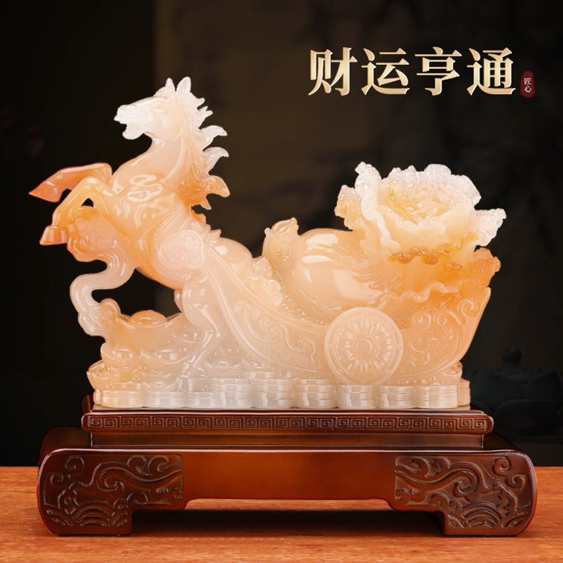 Китайские имитационные нефритовые украшения с лошадью для богатства, подарки на открытие, для гостиной, офиса, резьба, новоселье, оптовая продажа