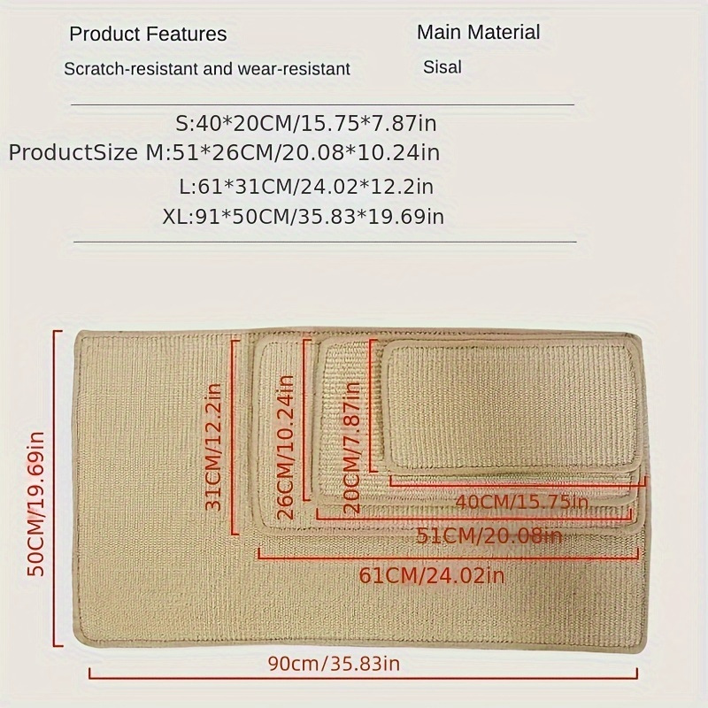 Cat Scratch Board Sisal Cushion Wear-resistant Anti-scratch Protection Sofa Cat Claw Grinding Claw Pad Cat Supplies Toy Cat Claw Board