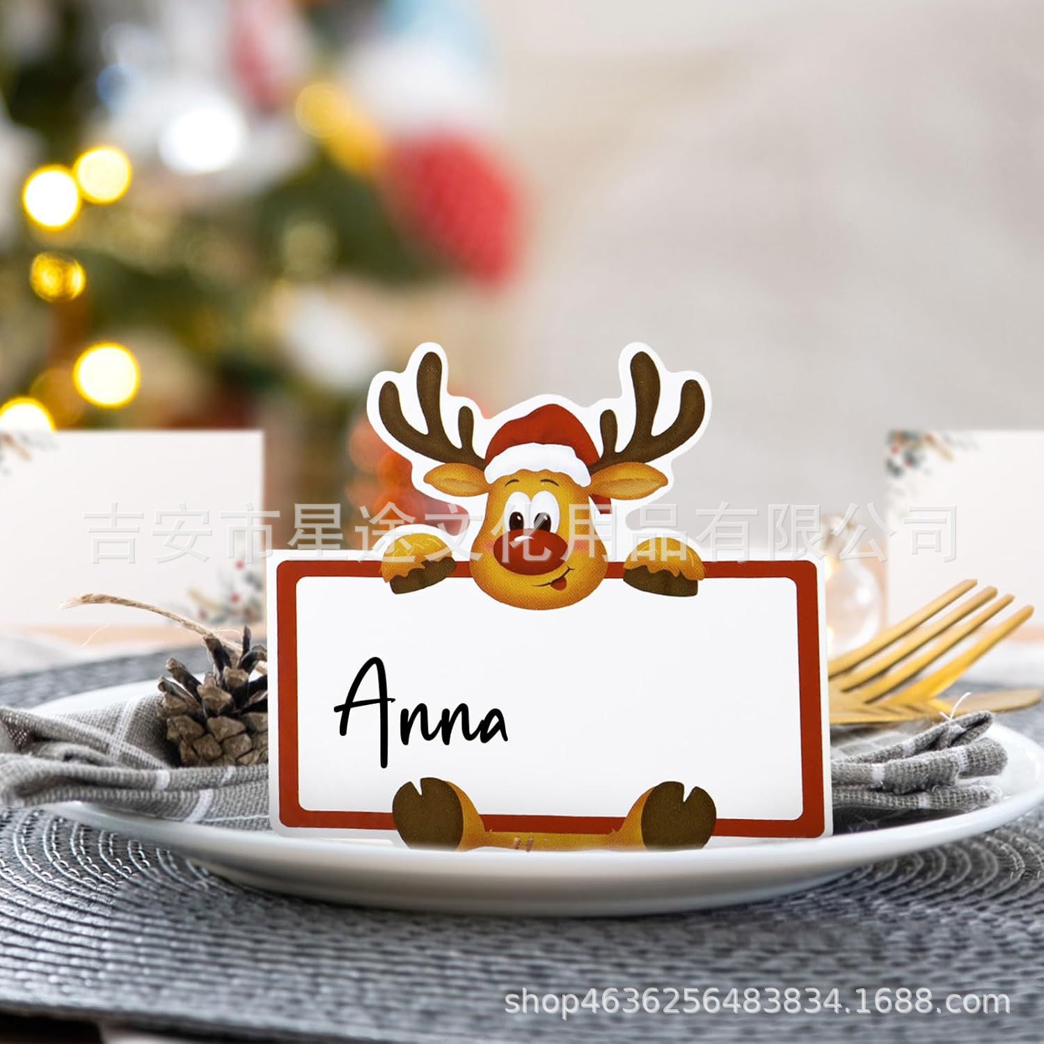 Christmas Reindeer Place Cards, Foldable Seat Cards for Children's Day, Christmas Party, Birthday Banquet