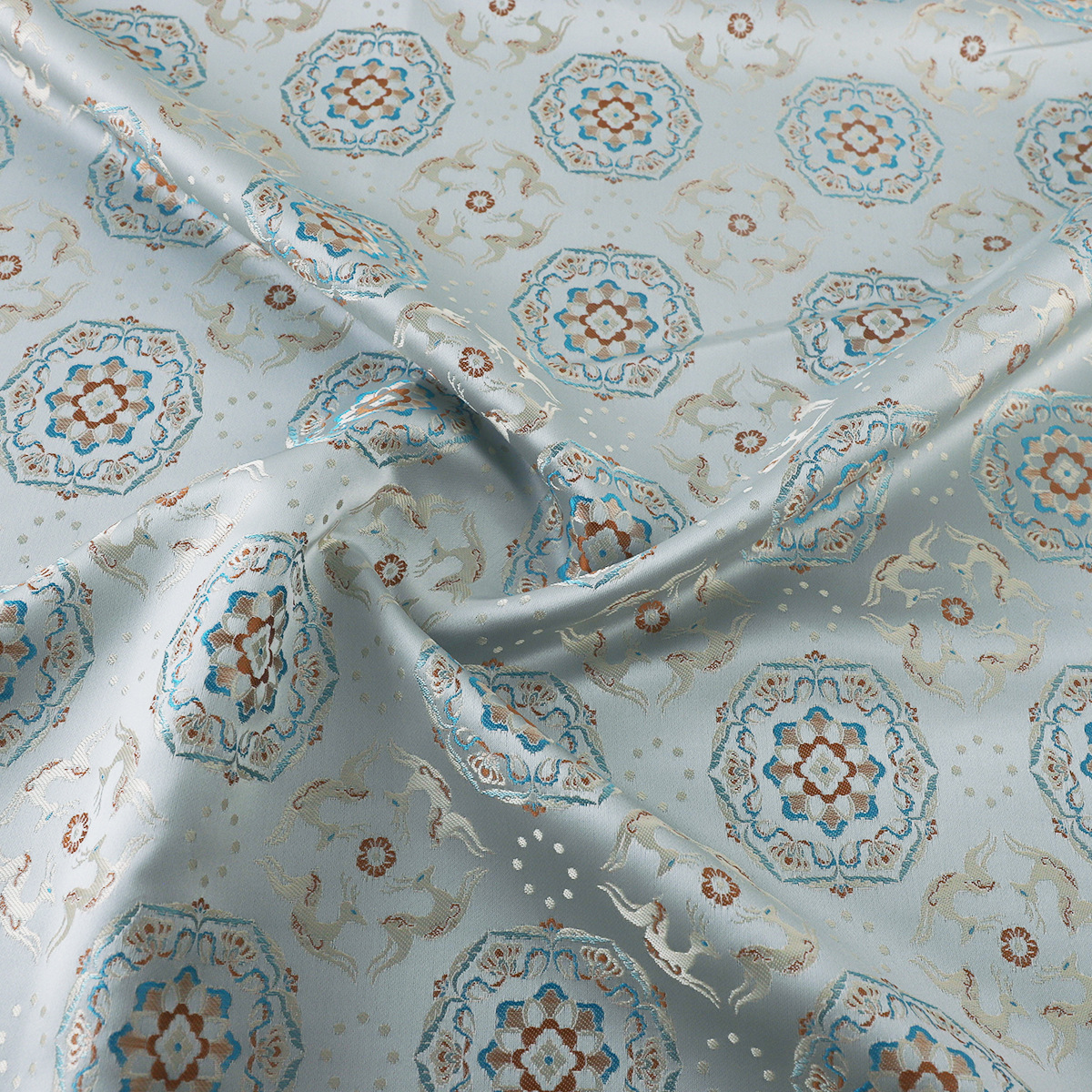 "FS037 Treasure Flower Running Deer Pattern" National Style Imitation Song Jin Han Clothing Fabric Vest Jacket Brocade Clothing Fabric