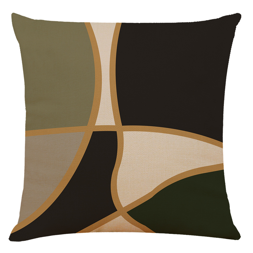 Cross-border Hot Amazon Explosions Linen Pillow Case Abstract Geometric Sofa Cushion Cotton and Linen Car Pillow