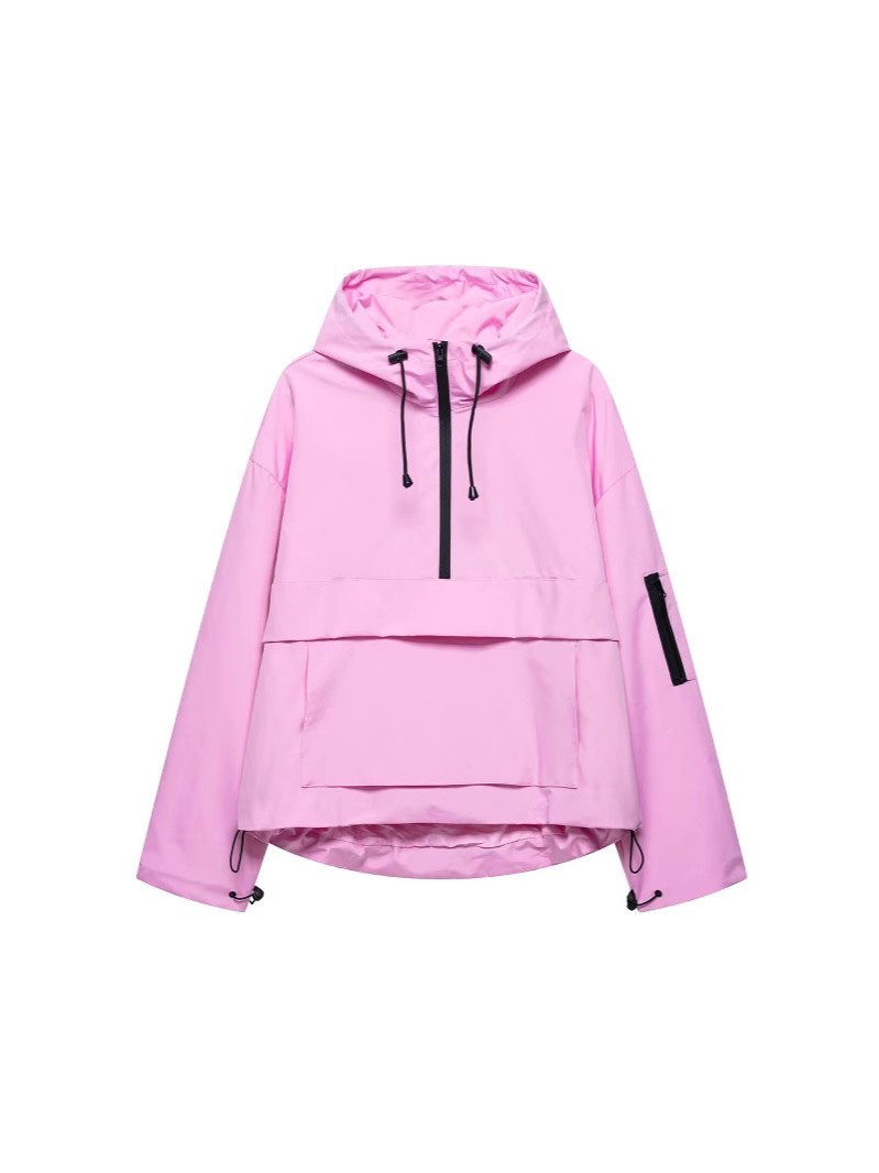 European and American Cross-Border Women's Clothing 2025 Summer New Casual Outdoor Three-Proof Fabric Workwear Style Hooded Jacket