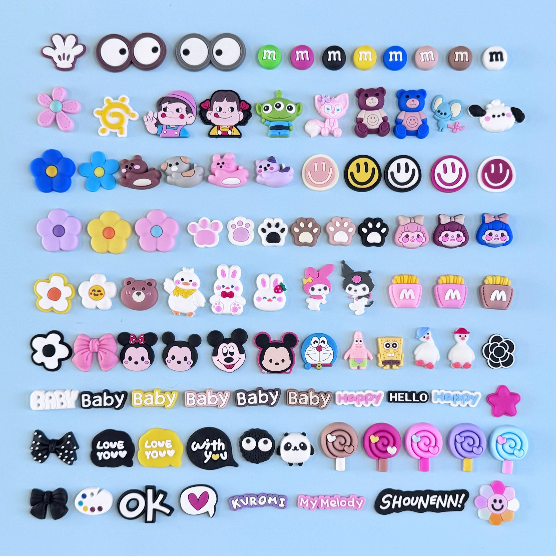 ПВХ мягкий клей, ювелирные аксессуары, маленький размер, кукла, медведь, кролик, мультяшное животное, заколка для волос, украшение, чехол для мобильного телефона, планшета