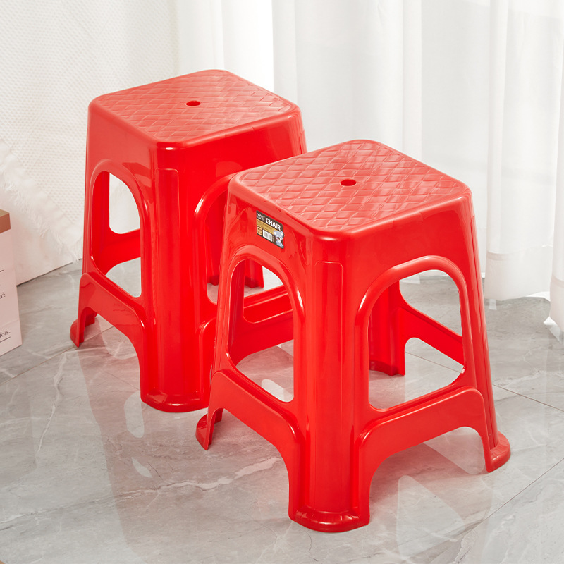 Custom Wholesale Plastic Stool Household Thickened Chair Cooked Rubber Stool Fashionable Simple Square Stool Living Room Plastic High Stool