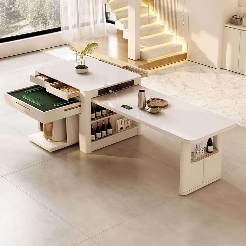 Стол для маджонга, обеденный стол с интегрированной двойной функцией, раскладной автоматический моторный стол с льняным покрытием, многофункциональный