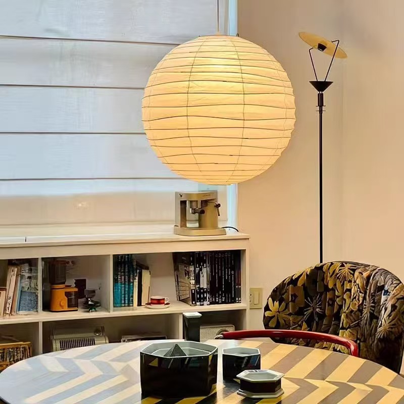 Japanese Wabi-Sabi Style Noguchi Isamu Paper Lamp Bedroom Restaurant Homestay Living Room Clothing Store Atmosphere Round Ball Rice Paper Chandelier