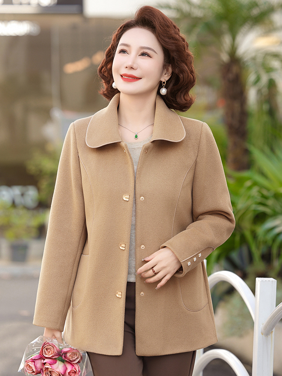 Mother's Spring Woolen Coat Women's New Western Style Women's 50-Year-Old Women's Short Laps Elegant Short Coat