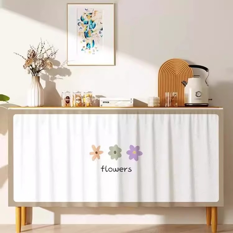 Curtain for Concealing Cabinet Doors, Dustproof Curtain for Kitchen Cabinets, Door Curtain for Hiding Clutter, Shoe Rack, Wardrobe, No-Drill Fabric Curtain