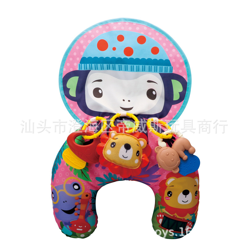 Cross-Border Baby Lying Pillow, Baby Head-Up Training Pillow, Learning Lying Pad, Exercise Pillow, U-Shaped Pillow, Rattle, Early Education Toy