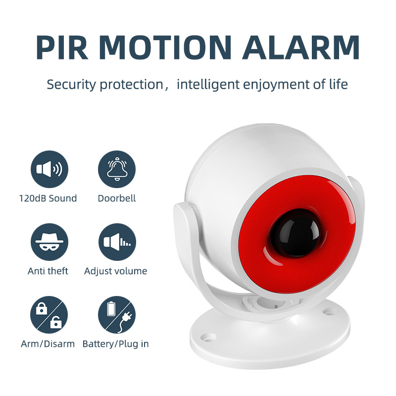 Новая сигнализация движения Pir для дома, регулируемая громкость, световая сигнализация