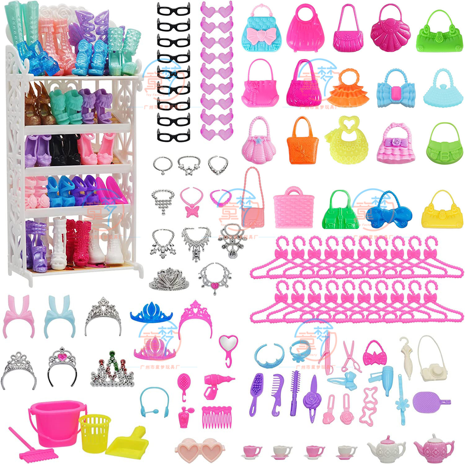 32-Piece Set of Barbie Doll Clothes, Shoes, and Accessories for Girls, Cross-Border Amazon 42Pcs