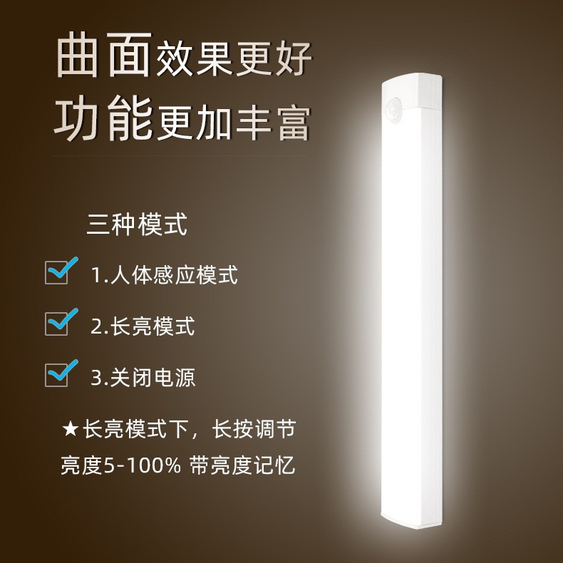 Light Strip with Human Body Sensor, Lights up When People Approach, Suitable for Cabinet Lights, Display Cabinets, Shoe Cabinets, Drawers, Rechargeable Magnetic Self-Adhesive Led Lights