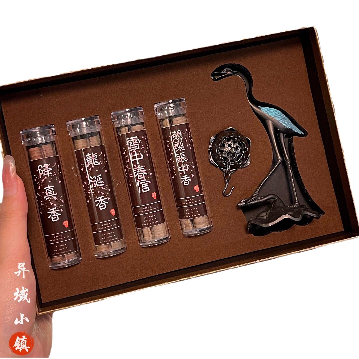 Alien Town Xiangyun Crane Pan Fragrance Set Box No Diamond Powder Fragrance Send Small Crane Hanging Incense Stove Goose Pear Account Fragrance